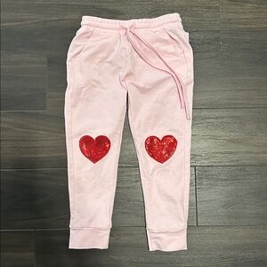 Smocked Sweets Sequin Heart Knee Joggers 4T